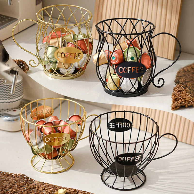 1pc Coffee Pod Capsule Holder Chrome Plating Hollow Out Display Rack Stand Home Cafe Snacks Candy Metal Storage Organizer Shelve