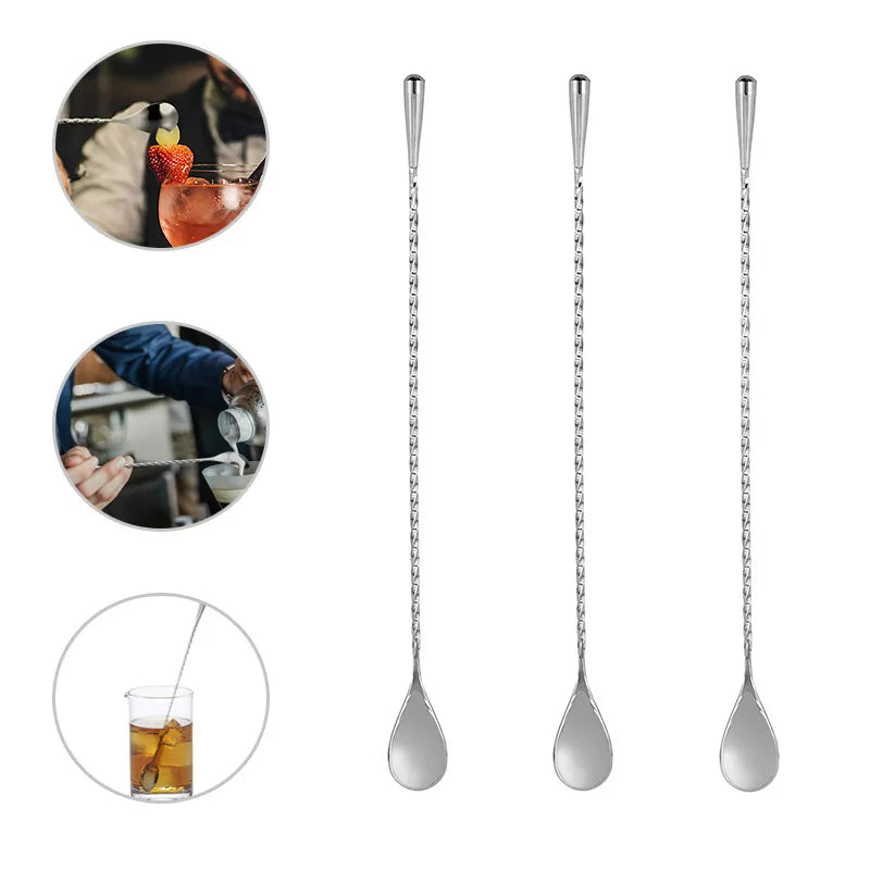 30/40/50cm Long Spiral Handle Cocktail Spoon Bartender Drink Shaker Muddler Stirrer Whisky Mixing Rod Kitchen Bar Utensils