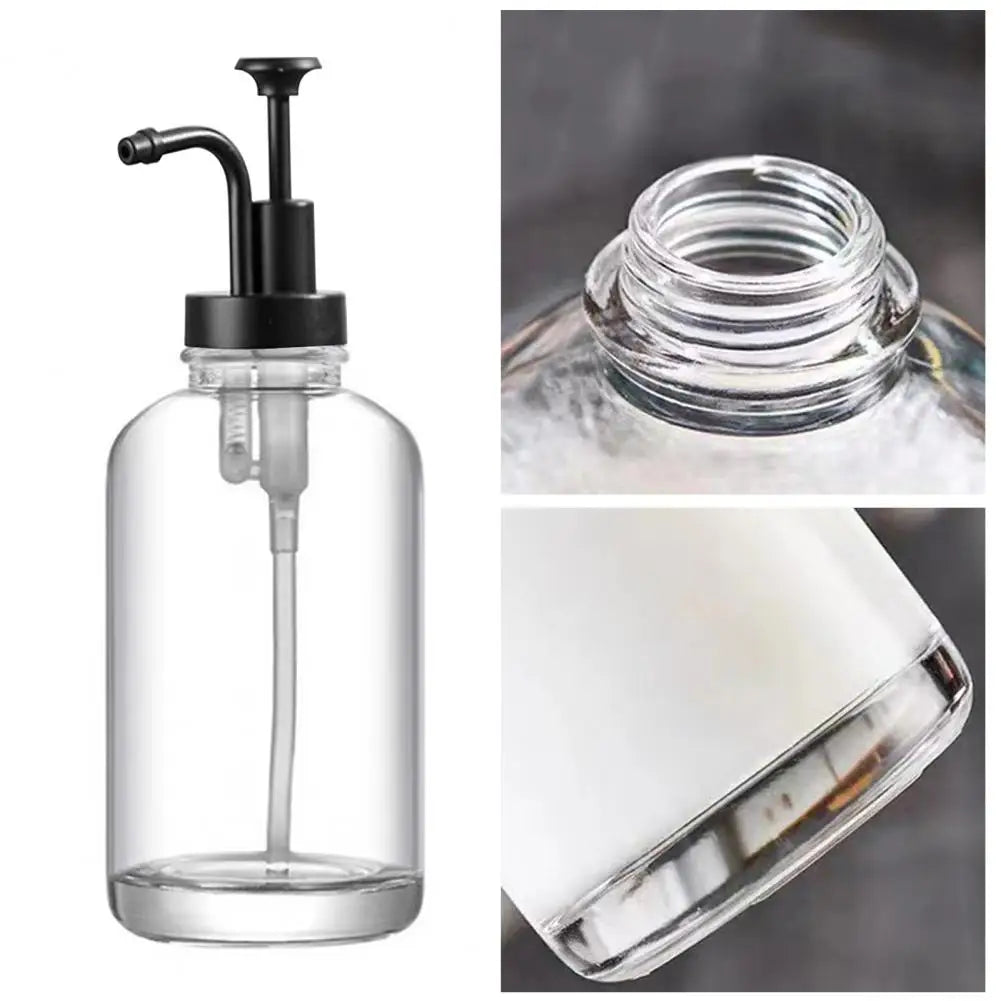 2Pcs 17oz Coffee Syrup Dispenser Glass Refillable Oil Dispenser with Steel Pump Maple Syrup Dispenser Bottle Coffee Accessories