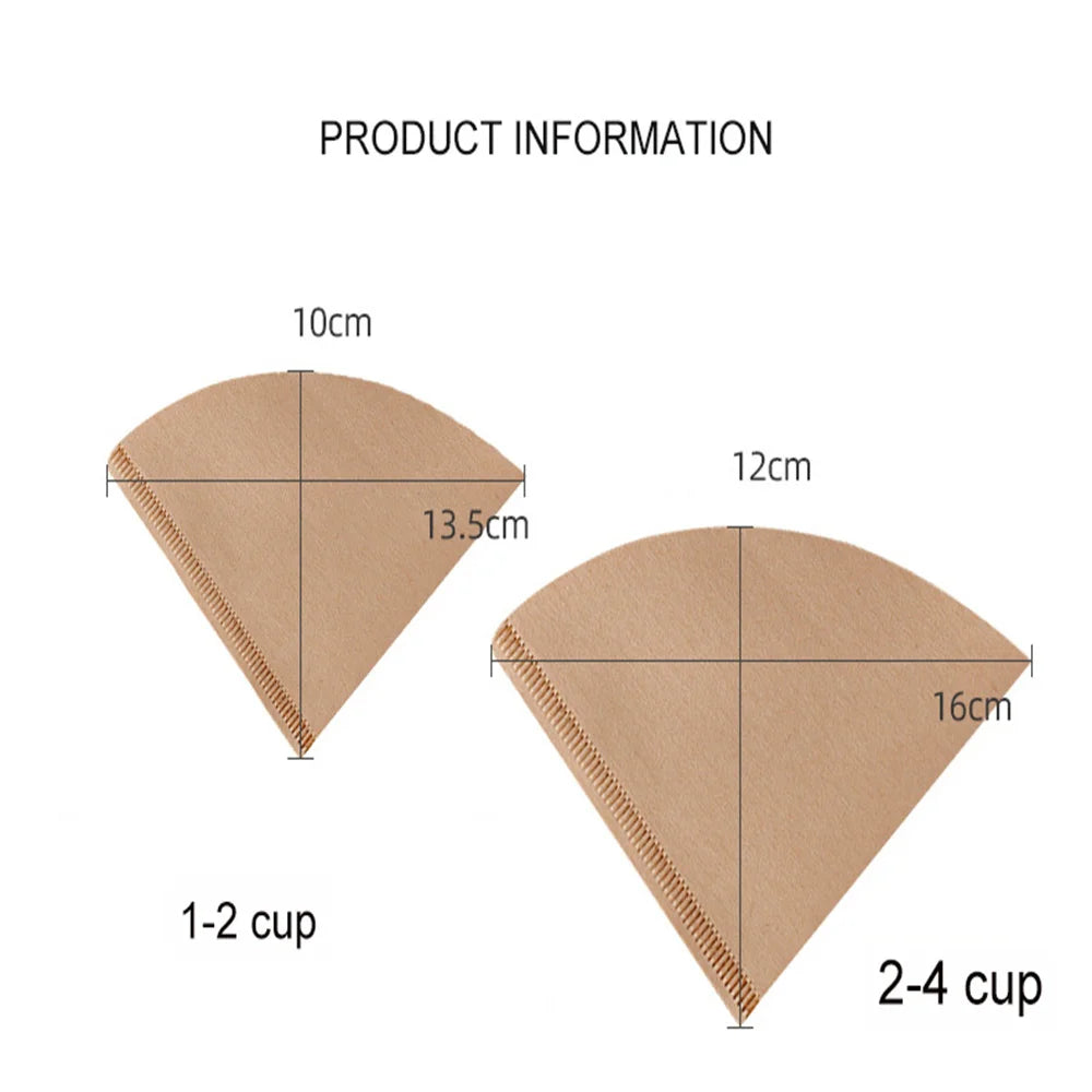 100 PCS V-shaped Wood Pulp Drip Paper V60-01 Cone White Coffee Filter Paper Coffee Strainer Bag Espresso Tea Infuser Accessories