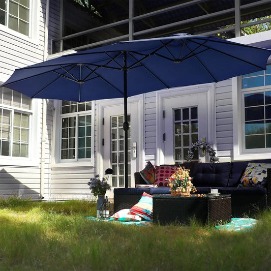 15ft Large Patio Umbrella with Base, Double-sided Outdoor Umbrella