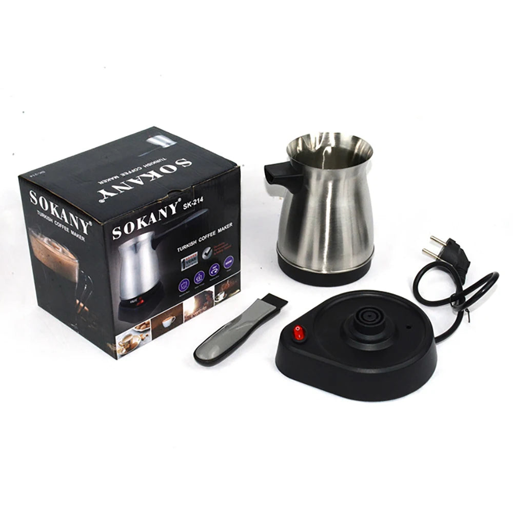 220V 5 Cup Electric Turkish Greek Coffee Maker Stainless Steel Machine Moka Pot 2023 New