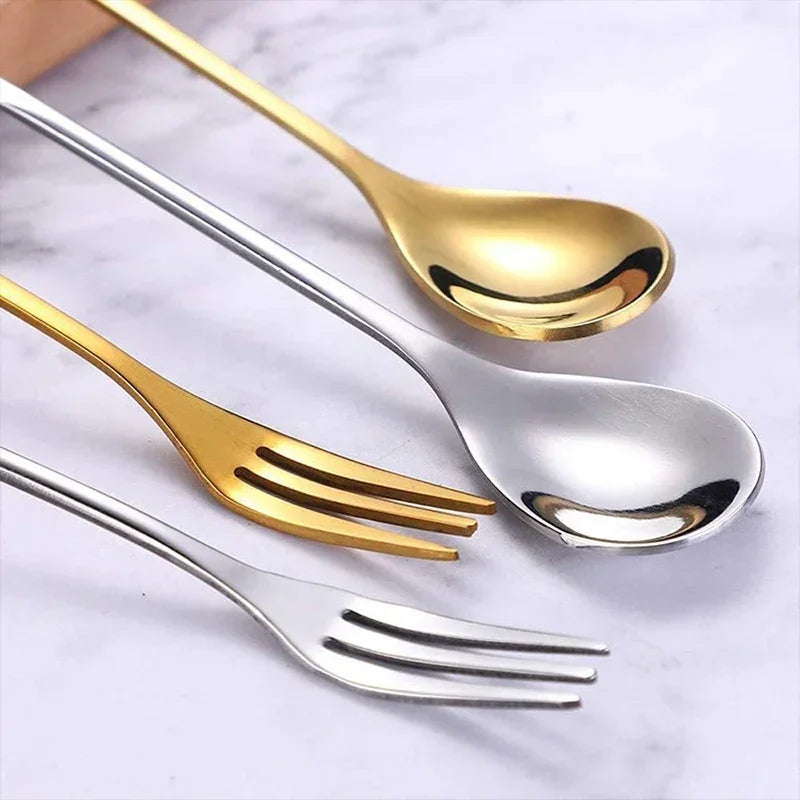 1-8Pcs Leaves Coffee Spoons Creative Stainless Steel Dessert Ice Cream Scoop Coffee Tea Stirring Spoon Gold Silver Tableware Set