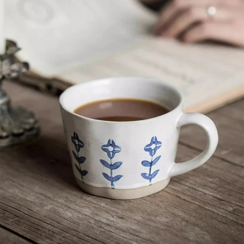 1pc Ceramic Flower Pattern Mug Coffee Cups Modern Porcelain Work Office Mug Milk Tea Cup For Home Office Drinkware Kitchen